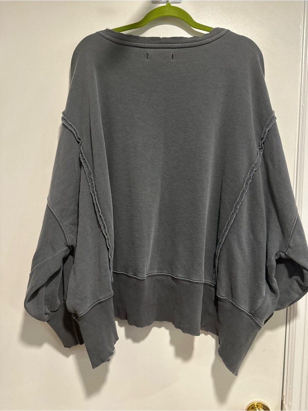 Free People We The Free SzL Gray Camden Sweatshirt Oversized Raw Hem Slouchy Top - Picture 3 of 16